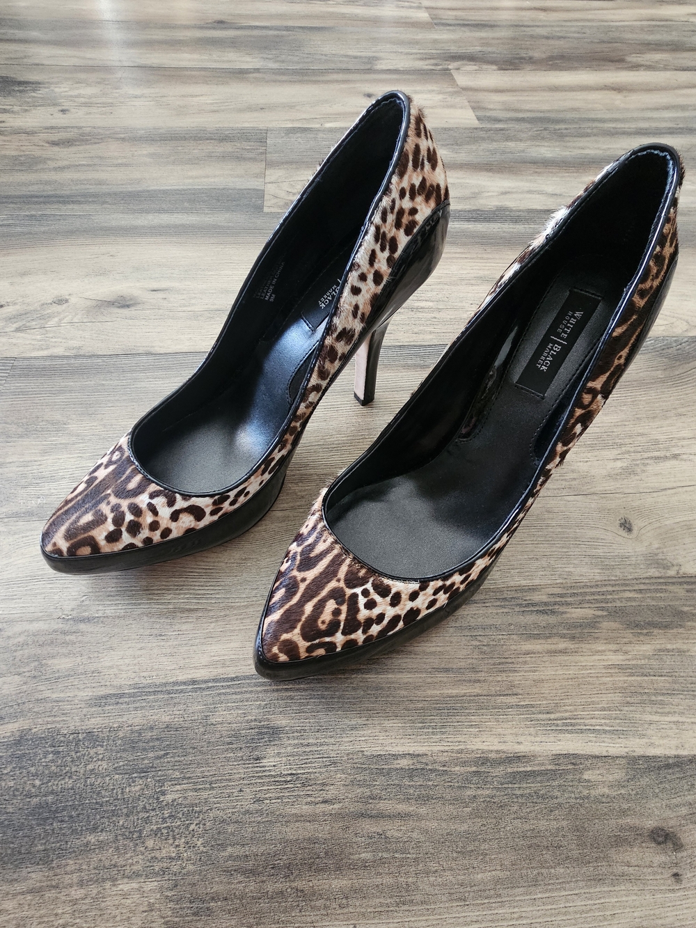 White House Black Market Womens Leopard Animal Print Leather Pump Pointed Toe 9M